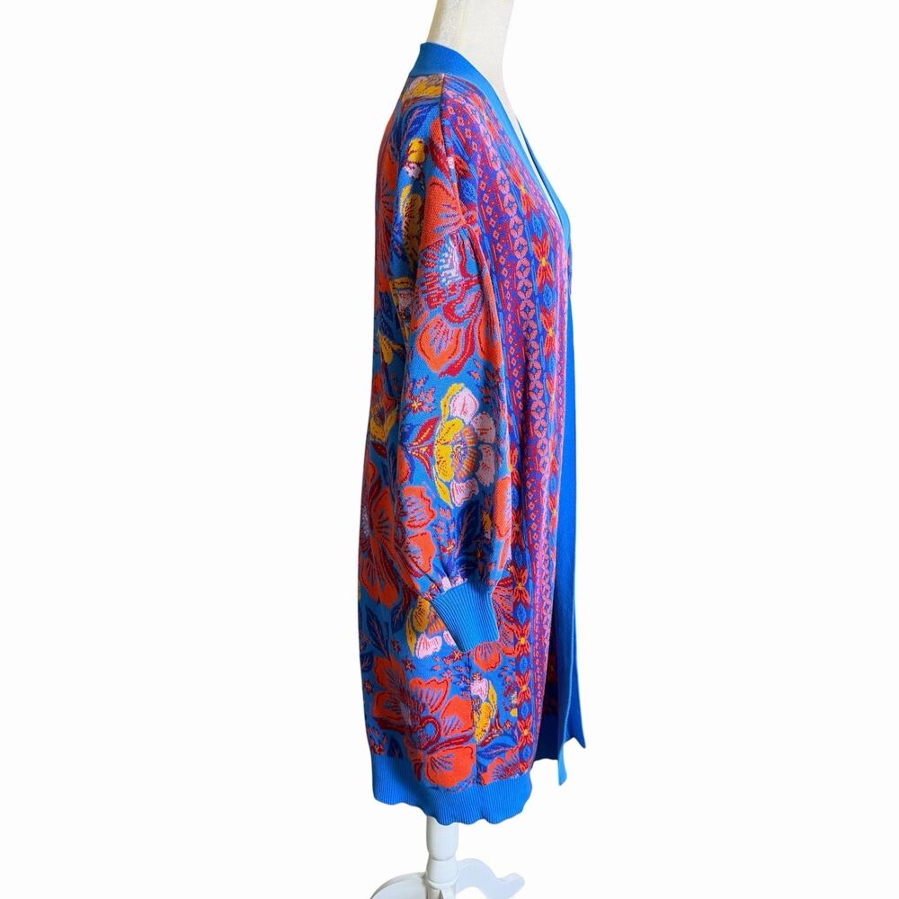 Farm Rio Floral Printed Cardigan Sweater Duster O/S Colorful Maximalist Boho - Picture 5 of 12